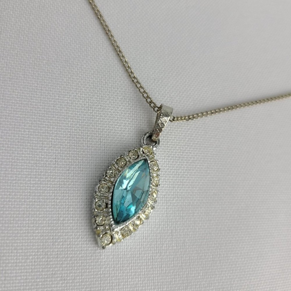 Silver & Blue Rhinestone Choker Necklace